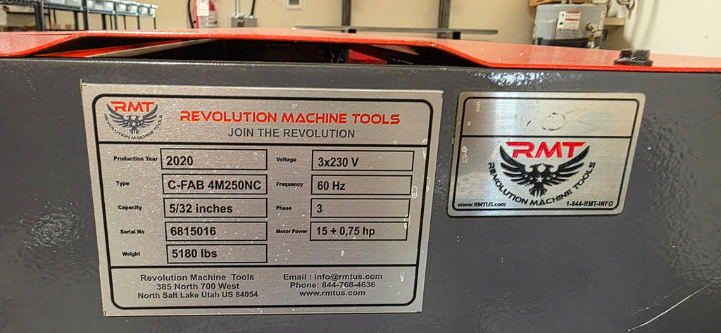 Revolution Machine Tools C-FAB 4M250NC Sheet Metal Shear (used)