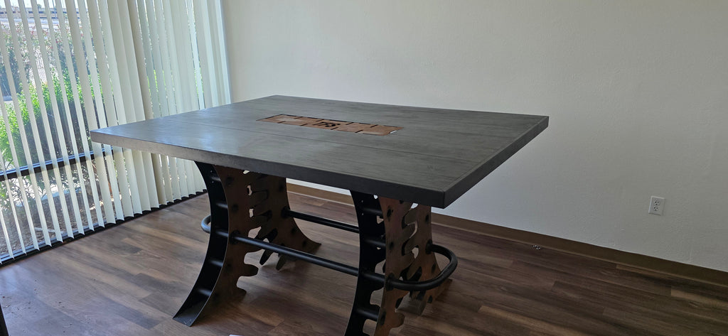 Custom Steampunk Gear Design Tall Conference Table (used)