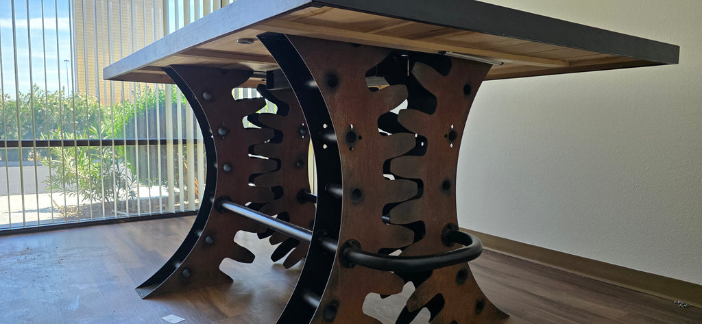 Custom Steampunk Gear Design Tall Conference Table (used)